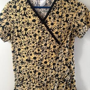 Floral Print Women's Scrub Top
